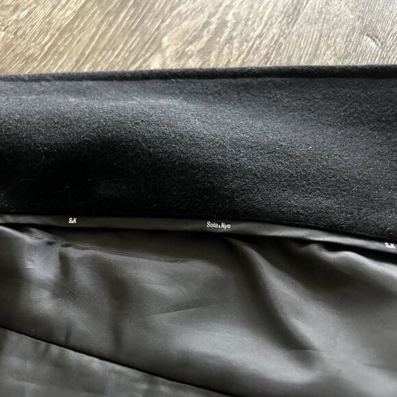 EUC Soia & Kyo Black Wool Blend Coat Small Oversized Collar Button Winter Jacket - Picture 8 of 13